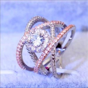 S925 two tone twisted Criss Cross Ring